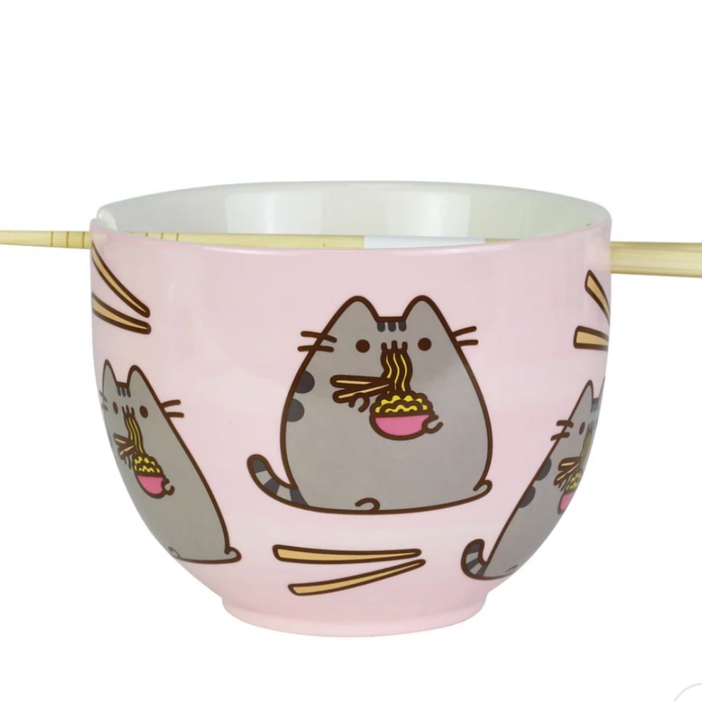 Pusheen ramen bowl chopsticks